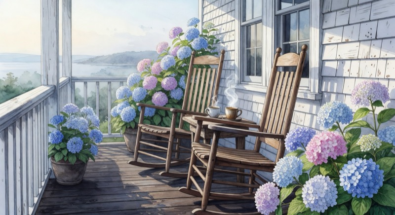 A quiet inn porch in Ogunquit