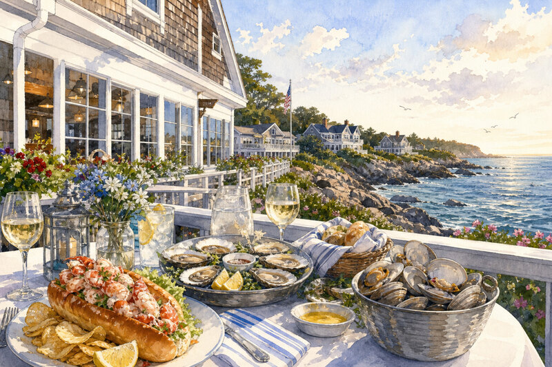 Seafood dinner in Ogunquit