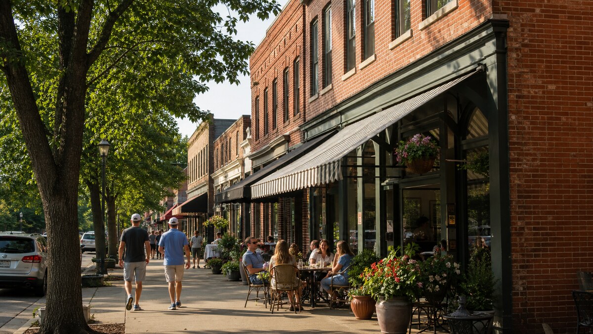 Independent storefronts along Underwood Avenue in Omaha's Dundee neighborhood