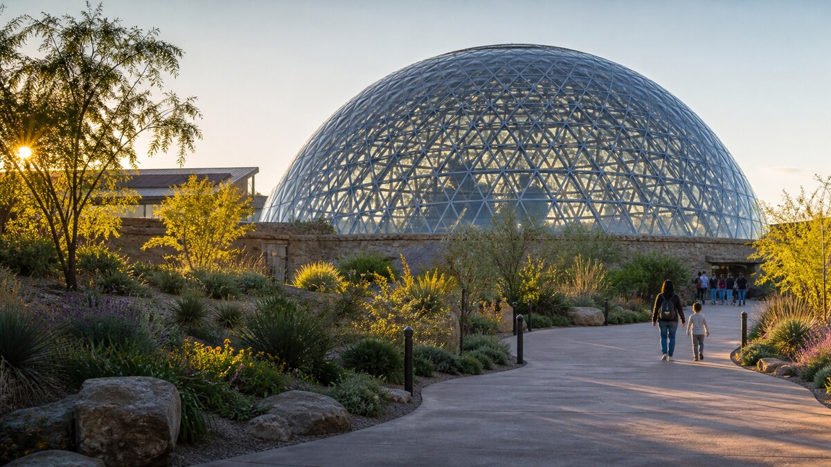 Desert Dome above the paths at Omaha’s Henry Doorly Zoo
