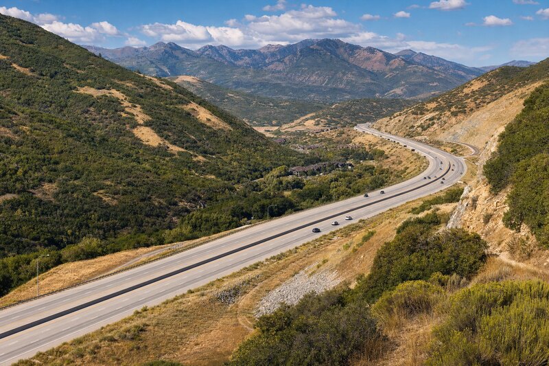 I-80 approaching Park City through the Wasatch Mountains