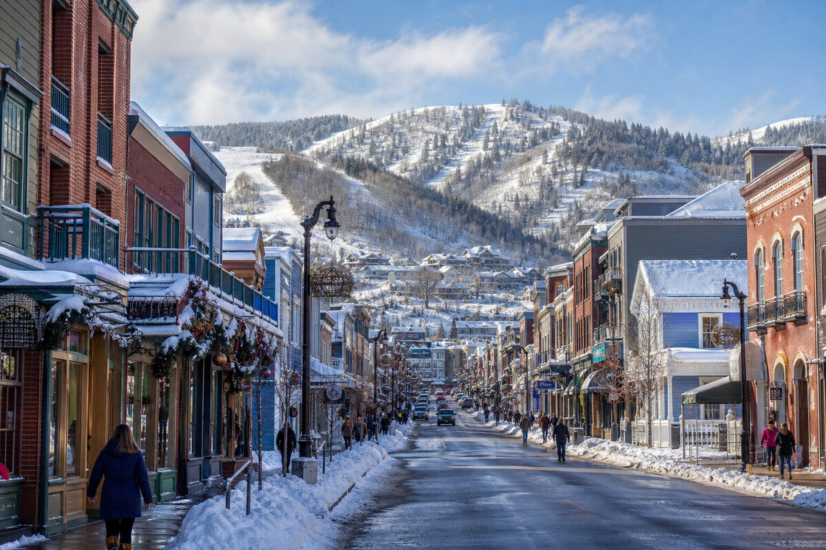 Historic Main Street in Park City during winter
