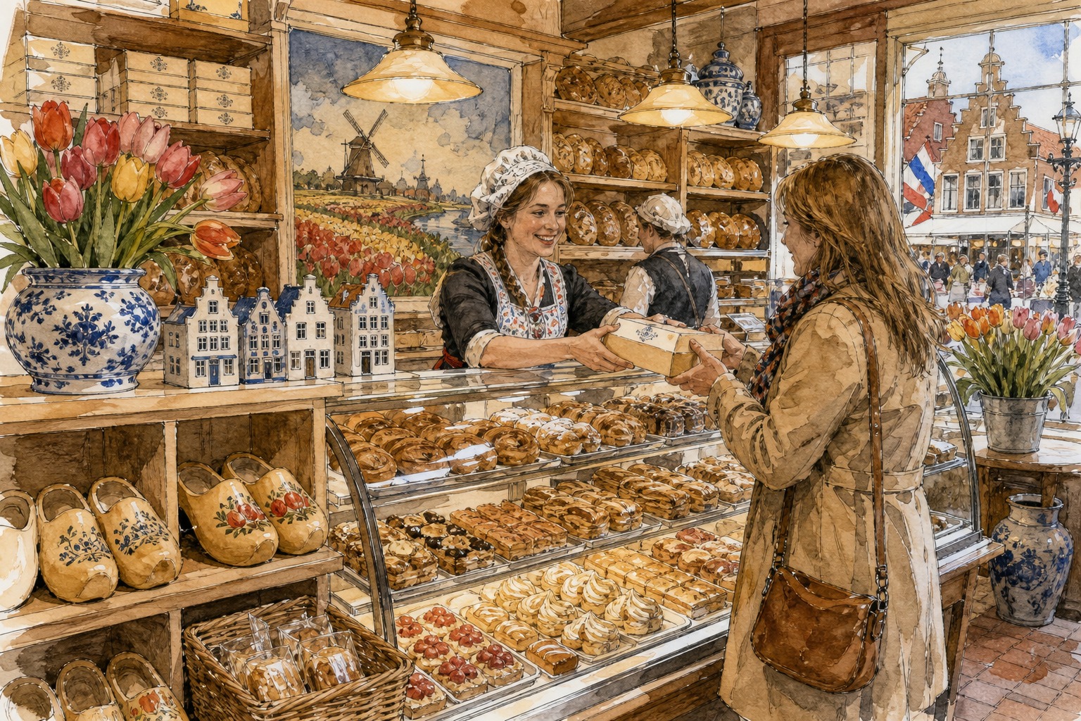 Dutch bakery counter in Pella