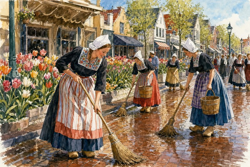 Street scrubbers during Pella Tulip Time