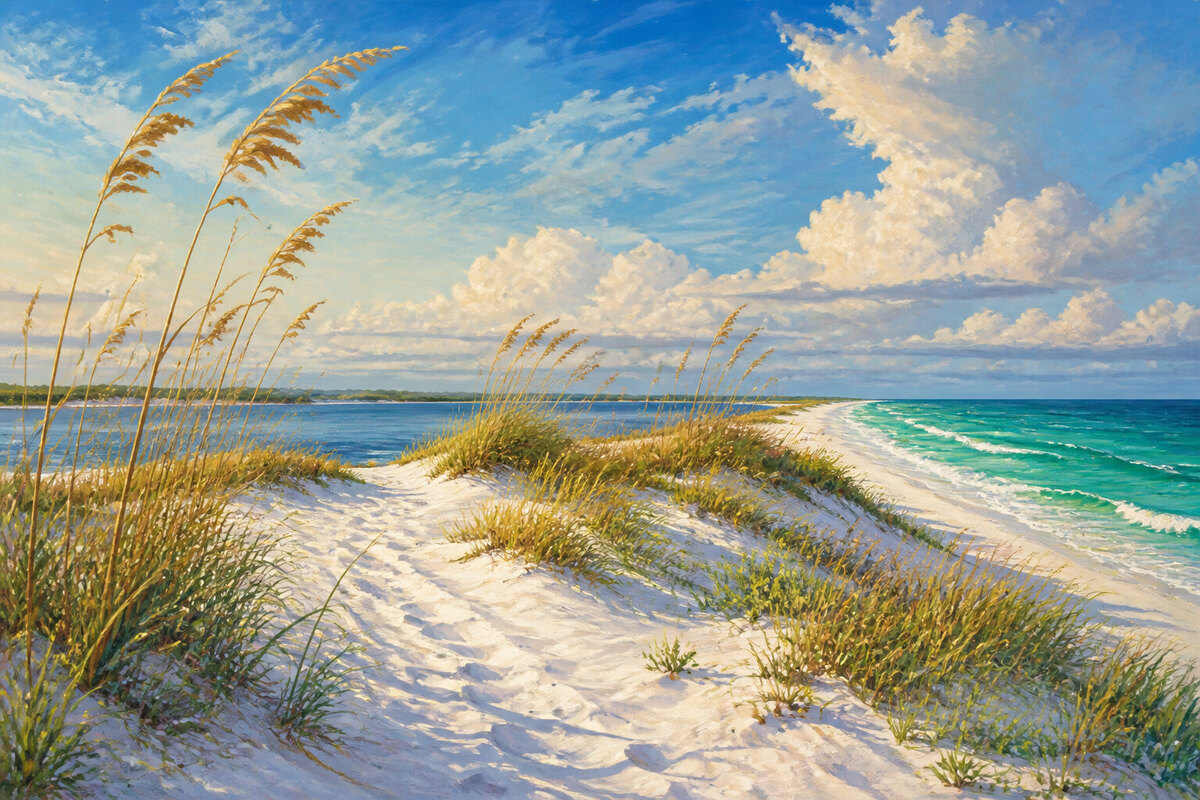Santa Rosa Island dunes between Gulf and Sound water