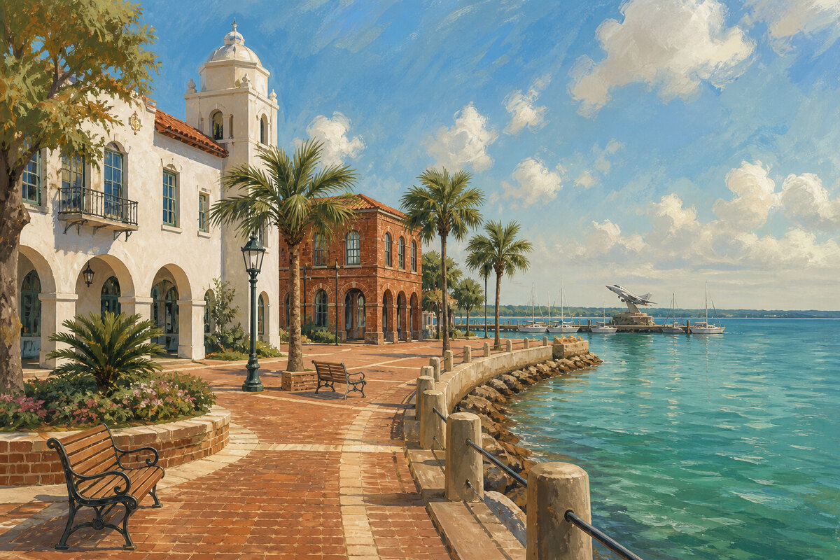 Pensacola Bay waterfront near downtown restaurants