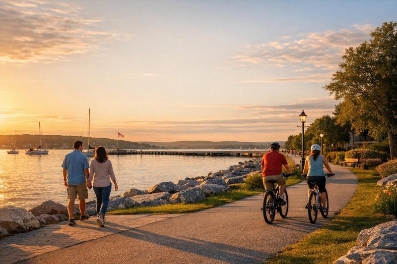Petoskey waterfront path near Little Traverse Bay