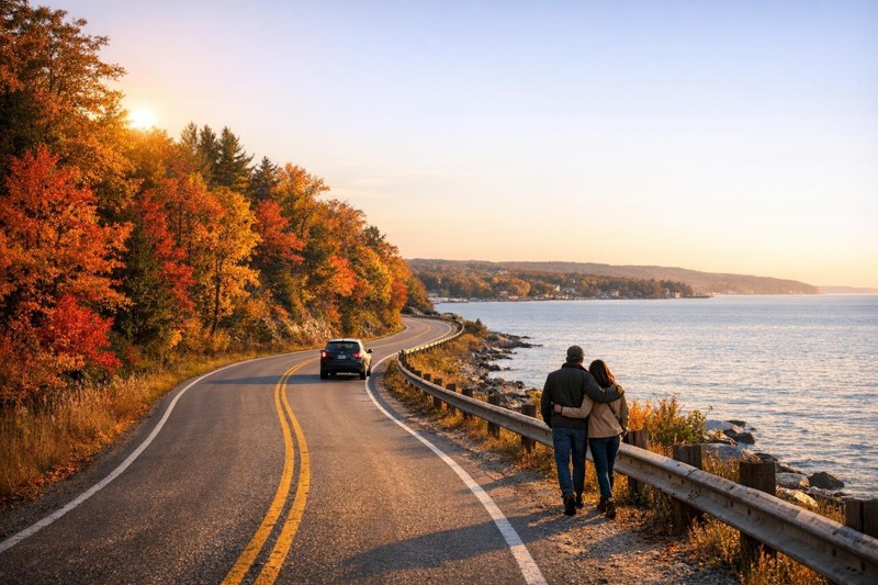 Northern Michigan fall road near Petoskey