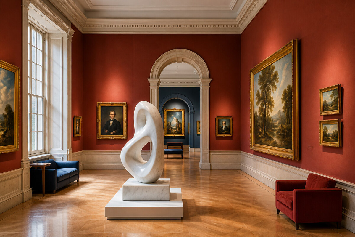 Philadelphia museum gallery interior and framed art