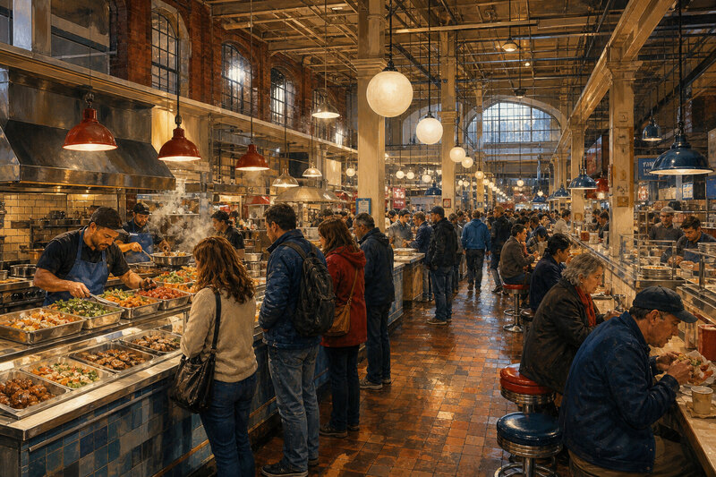 Reading Terminal Market counters and signs