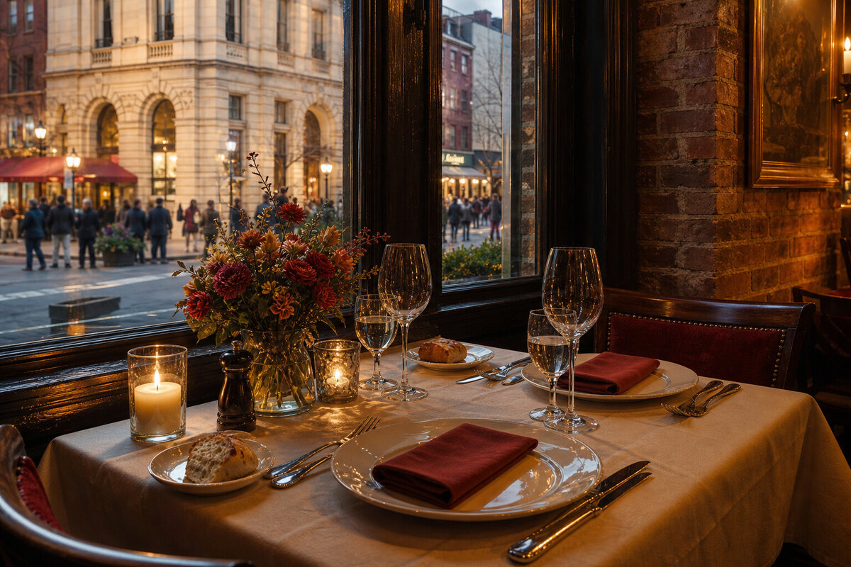 Philadelphia restaurant table set for a neighborhood dinner