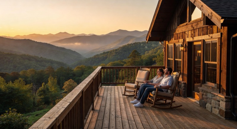 Pigeon Forge cabin deck with Smoky Mountains views