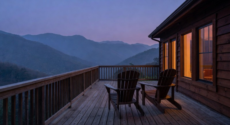 Cabin deck reset near Pigeon Forge