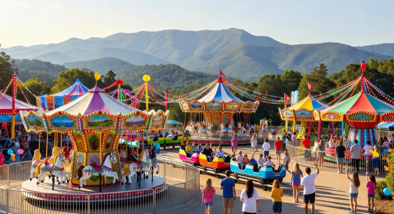 Sunny family ride area near Pigeon Forge