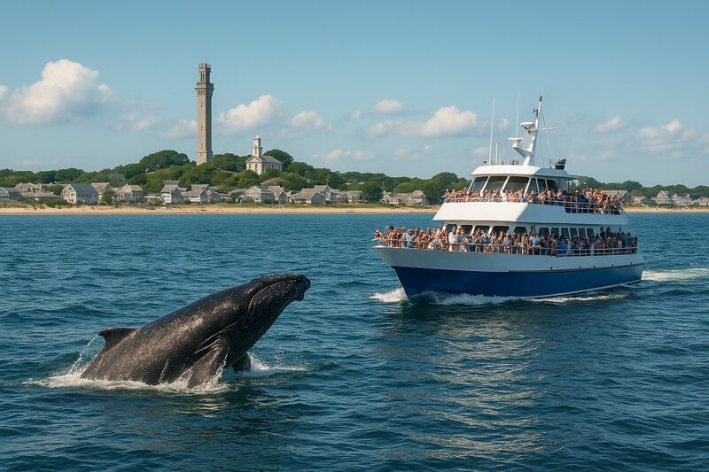 Whale watching boat off Provincetown