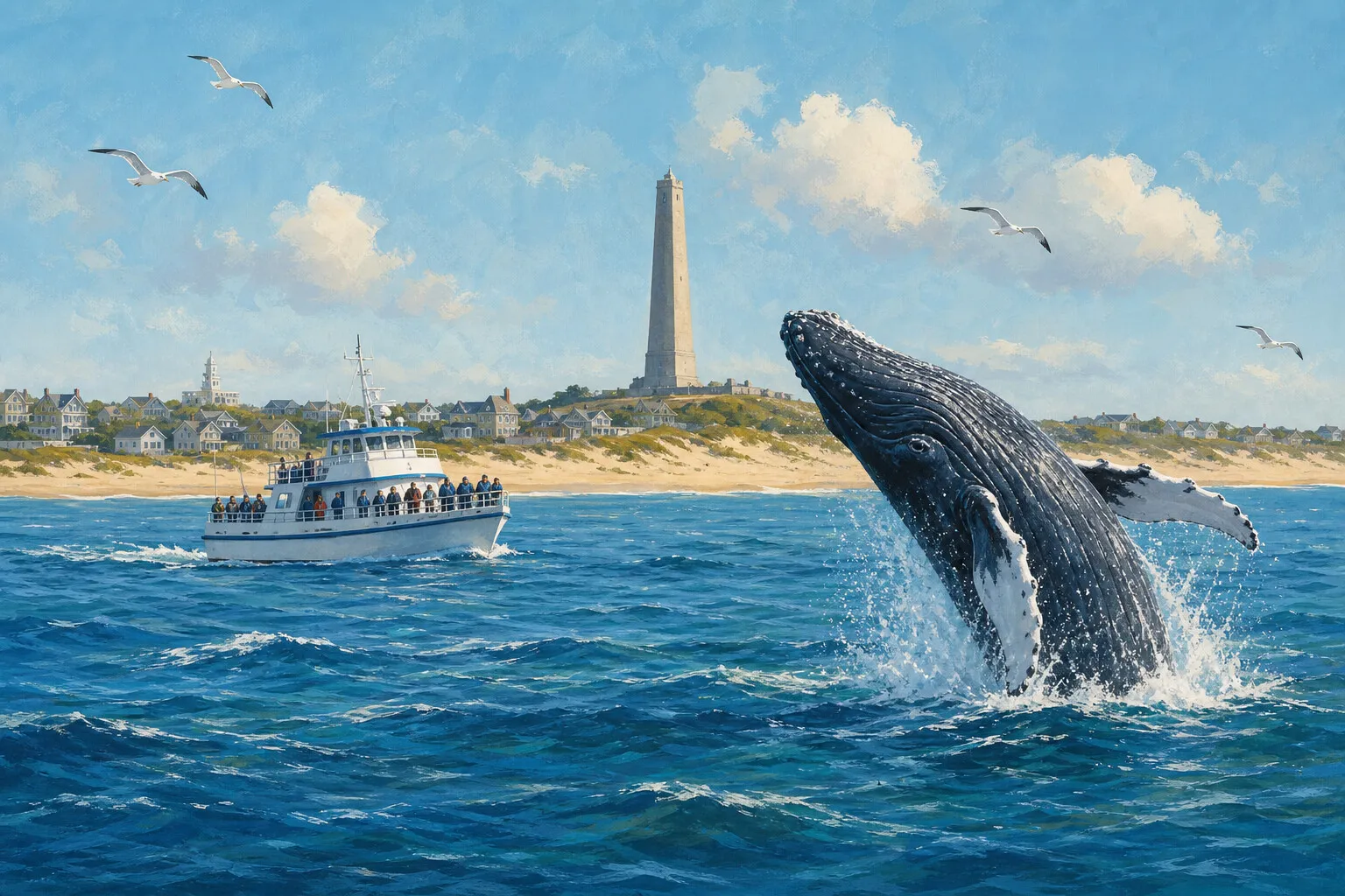 Whale watching boat off Provincetown