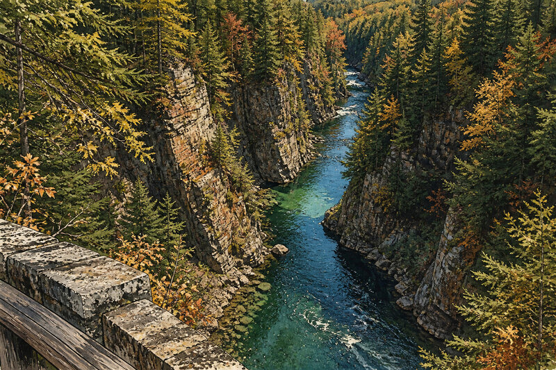 Painterly view into Quechee Gorge in Vermont