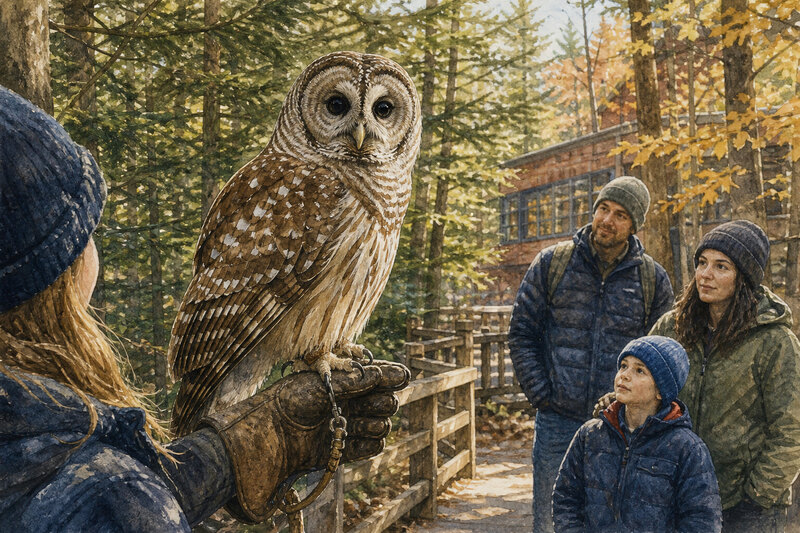 Painterly raptor encounter at VINS in Quechee