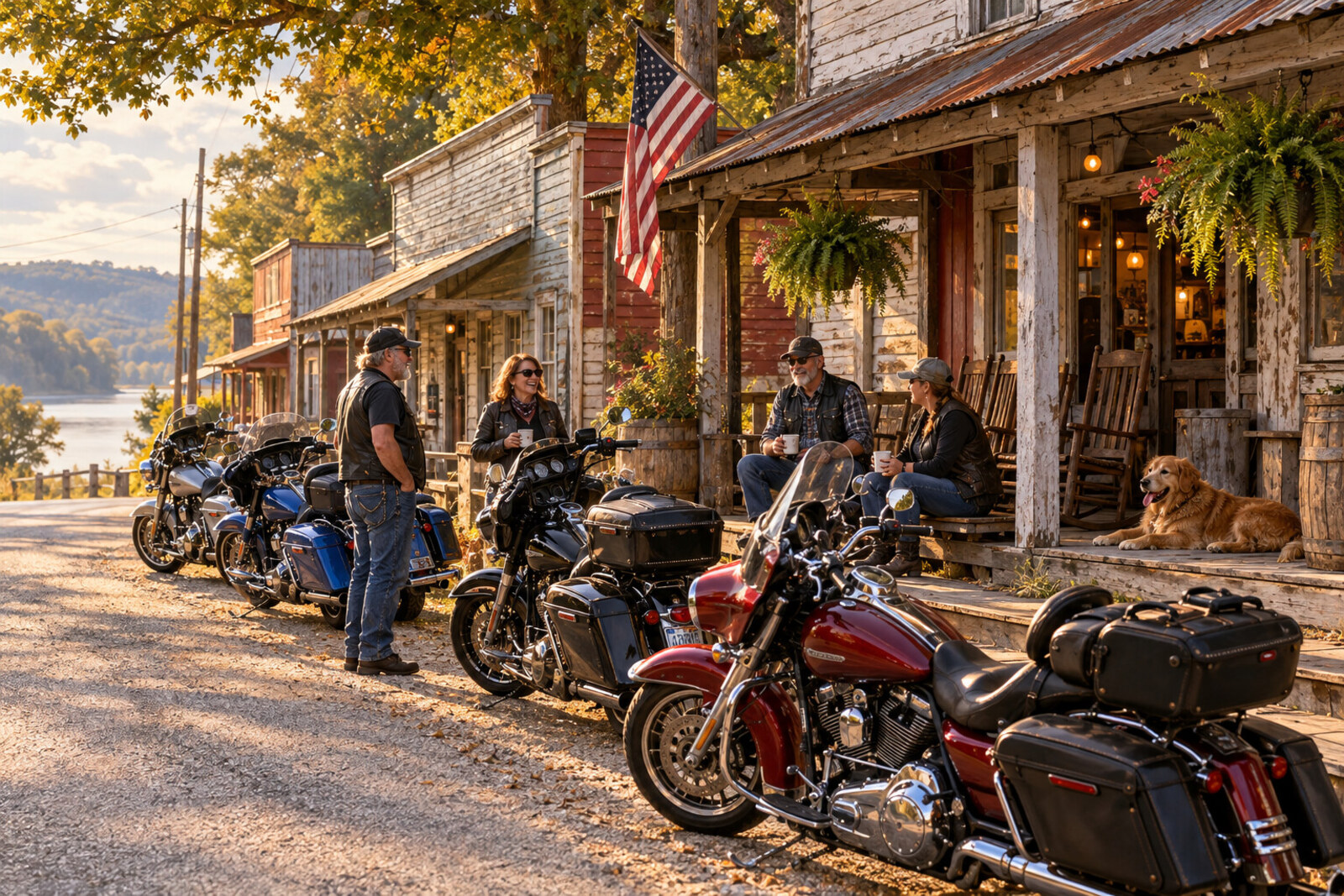 Motorcycles gathered near Rabbit Hash Kentucky