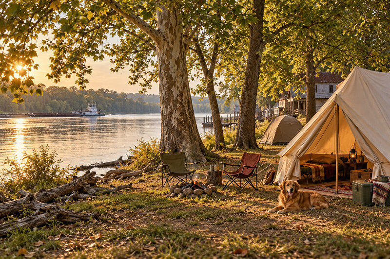 Riverside camping near Rabbit Hash Kentucky
