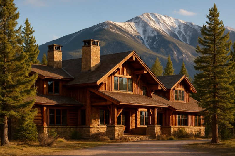 Mountain lodge exterior in Red Lodge