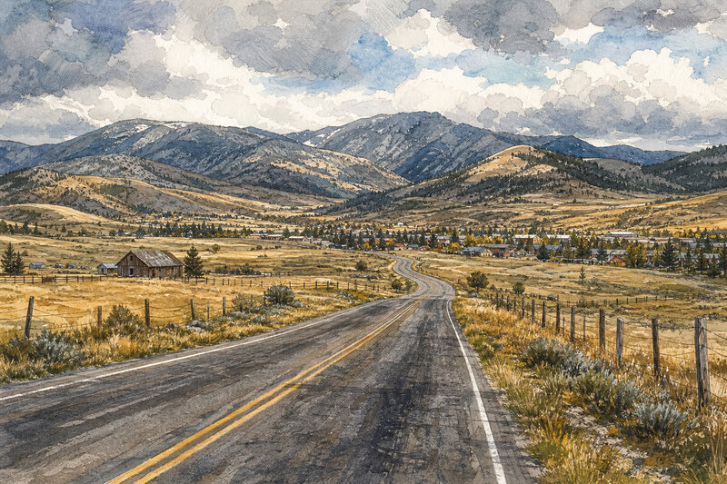 Scenic highway arrival into Red Lodge