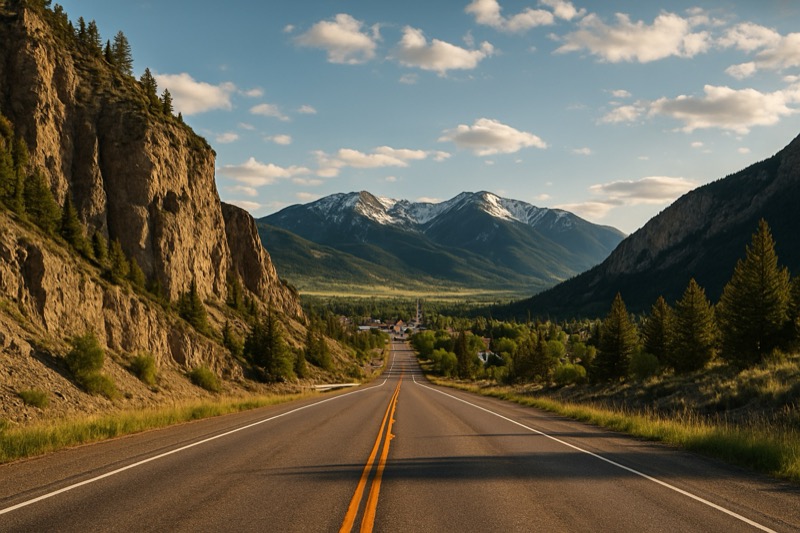 Scenic highway arrival into Red Lodge