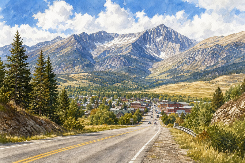 Scenic highway arrival into Red Lodge