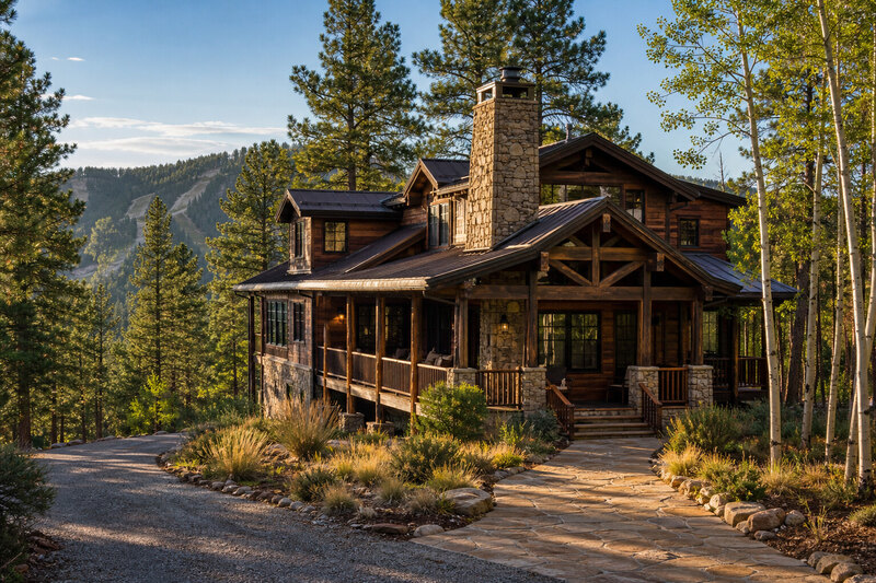 Ruidoso mountain lodge and cabin base scene