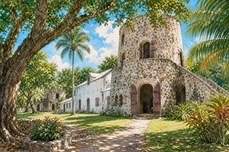 Historic estate windmill on St. Croix