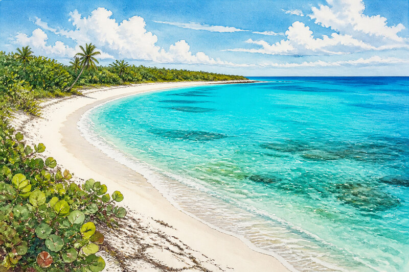 Long protected beach at Sandy Point