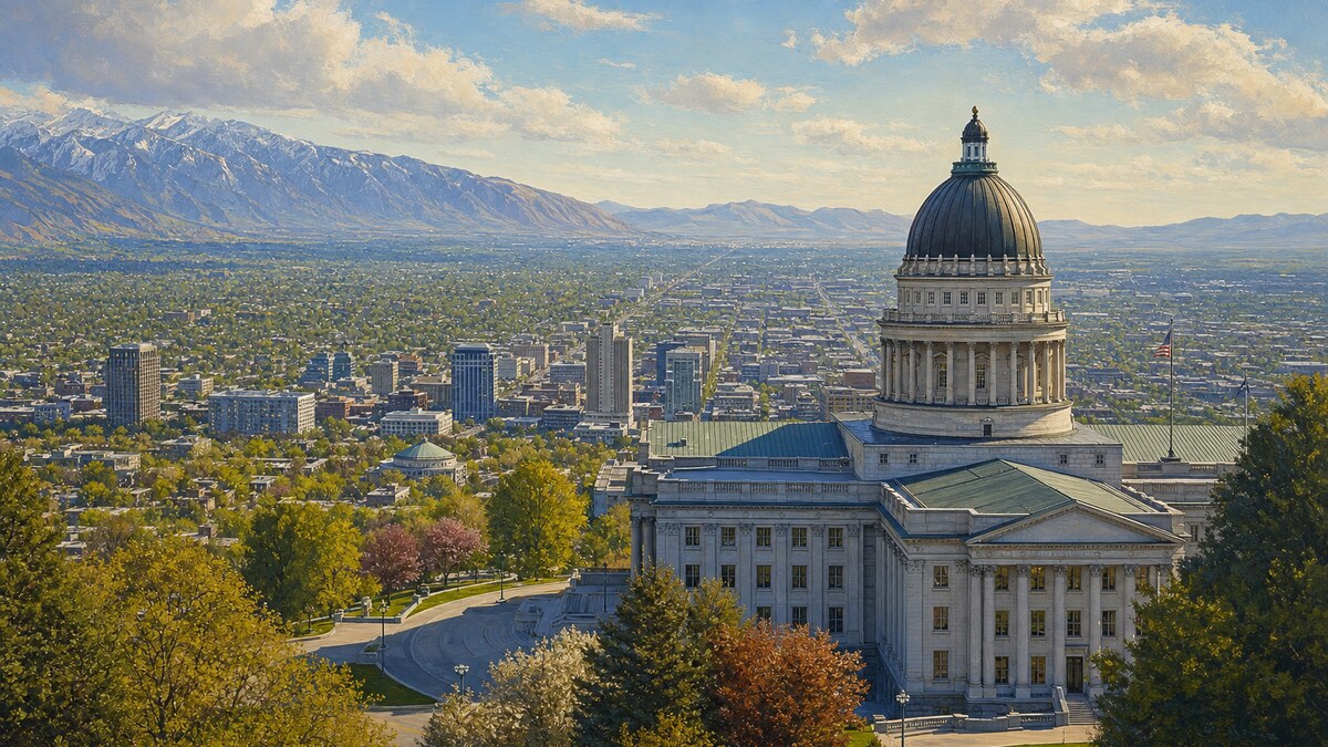 Utah State Capitol above downtown Salt Lake City