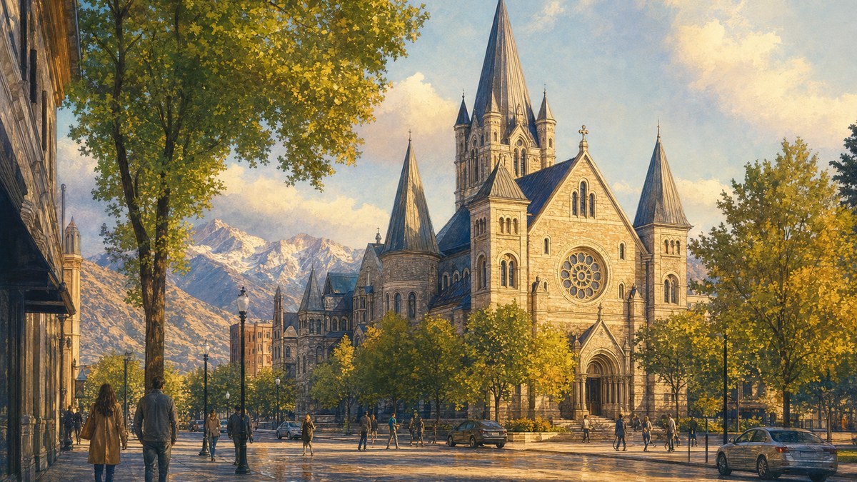 Cathedral of the Madeleine along South Temple in Salt Lake City