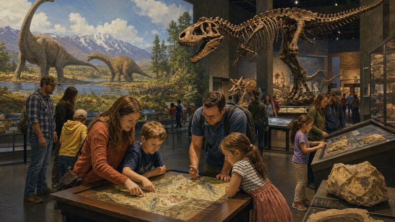 Family exploring a Salt Lake City museum