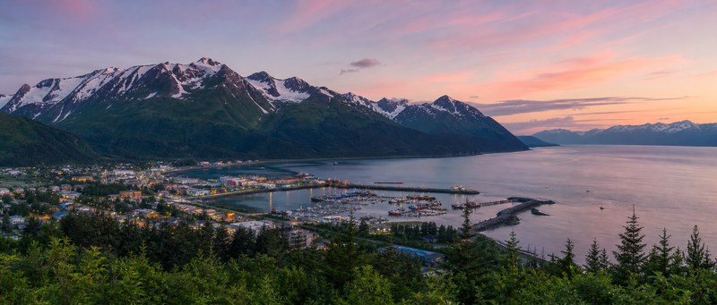 Seward between Resurrection Bay and the Kenai Mountains