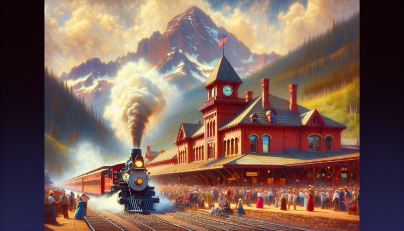 Narrow gauge train arriving Silverton