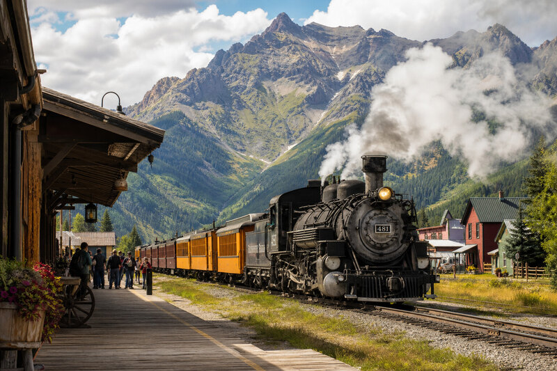 Narrow gauge train arriving Silverton