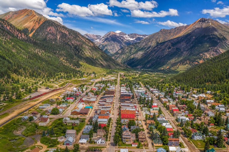 Silverton Colorado aerial view