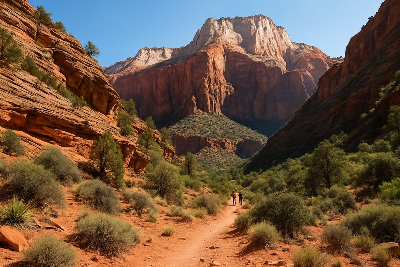 Red rock hiking scene near Springdale and Zion