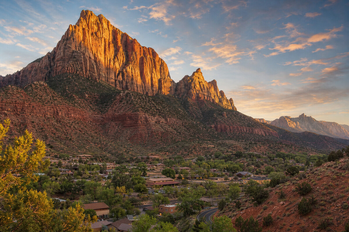 Zion Canyon walls above the Virgin River