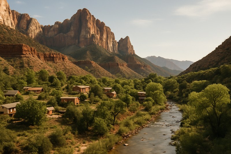 Springdale town and canyon setting for central stays