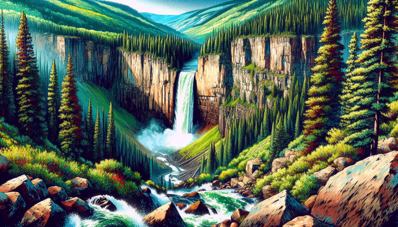 Fish Creek Falls waterfall 283 feet Steamboat Springs Colorado summer lush green