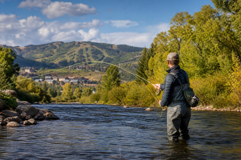 Yampa River fishing fly fishing Steamboat Springs Colorado summer green banks