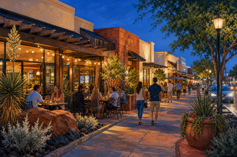 Downtown St. George at the start of evening