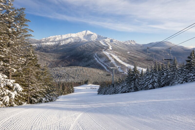 Chairlift and winter ski terrain near Mount Mansfield