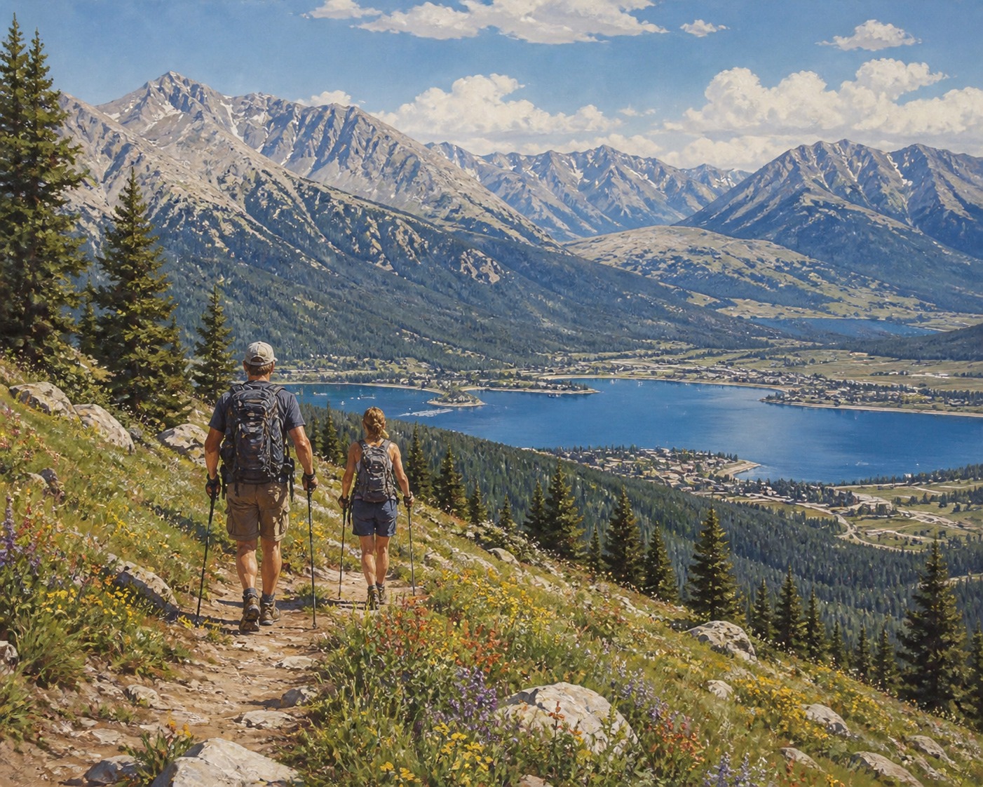 Trail above Dillon Reservoir in summer