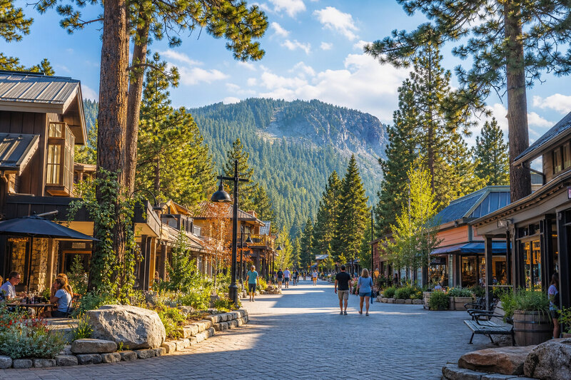 Tahoe City town center near the North Lake Tahoe waterfront