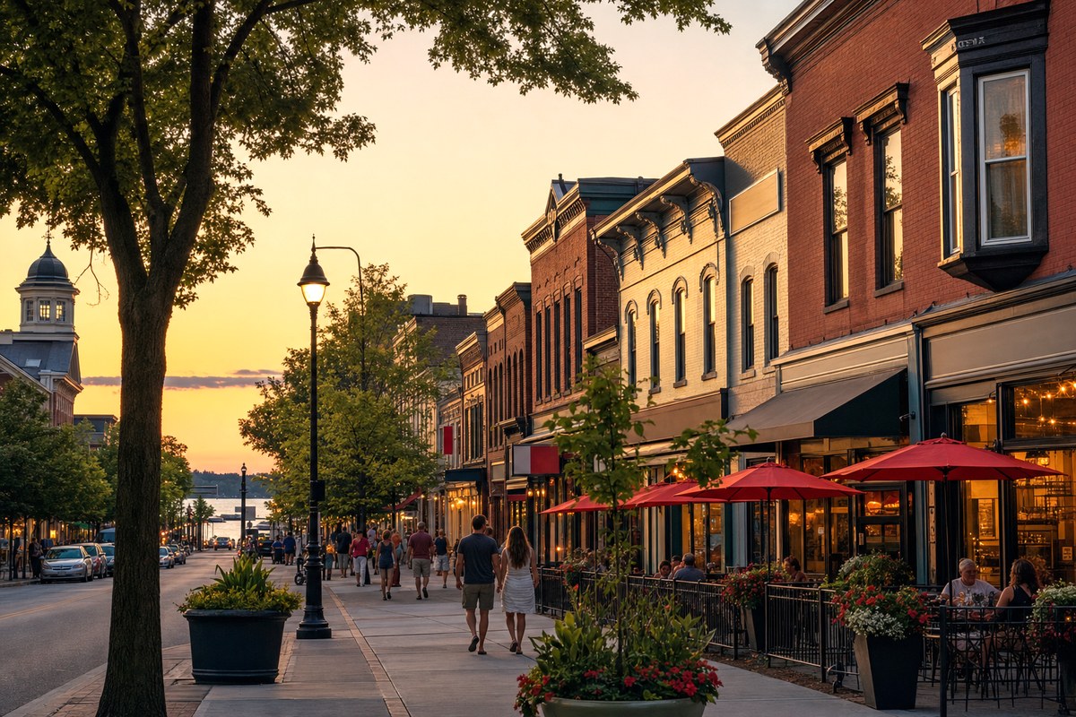 Downtown Traverse City in the evening