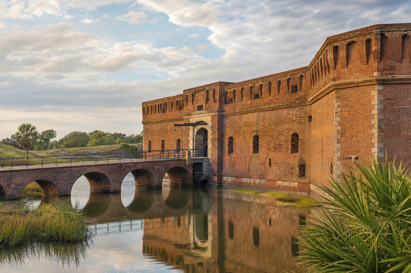 Fort Pulaski brick walls and moat near Tybee Island