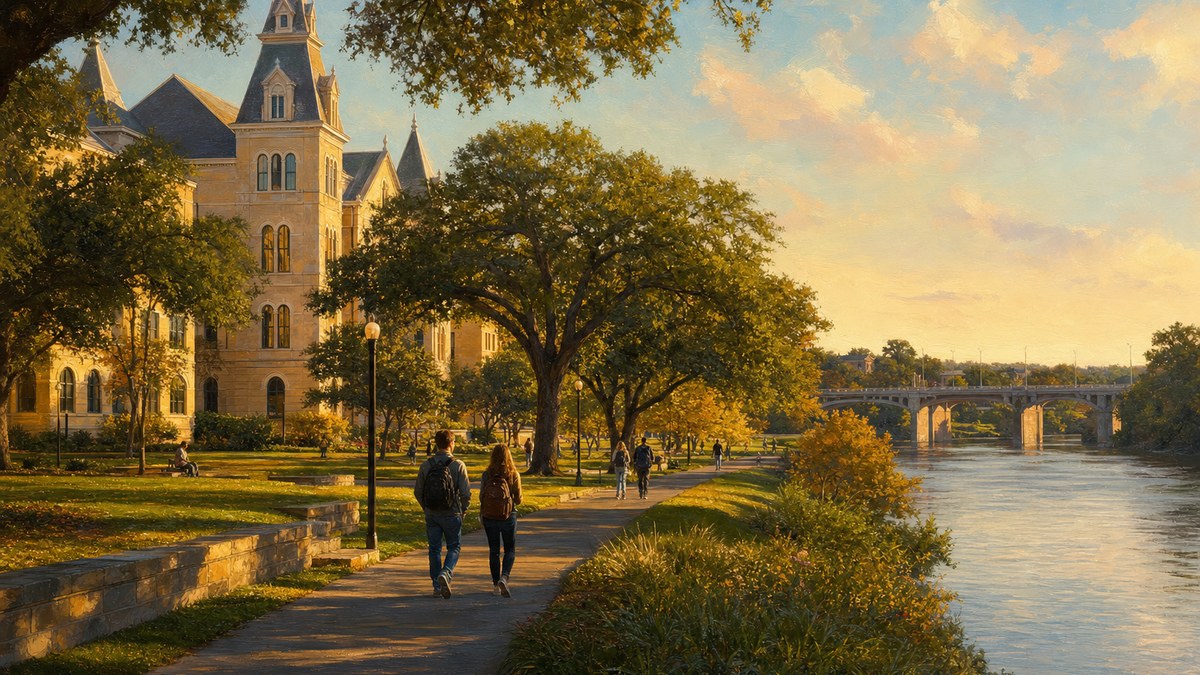 Baylor campus beside the Brazos River